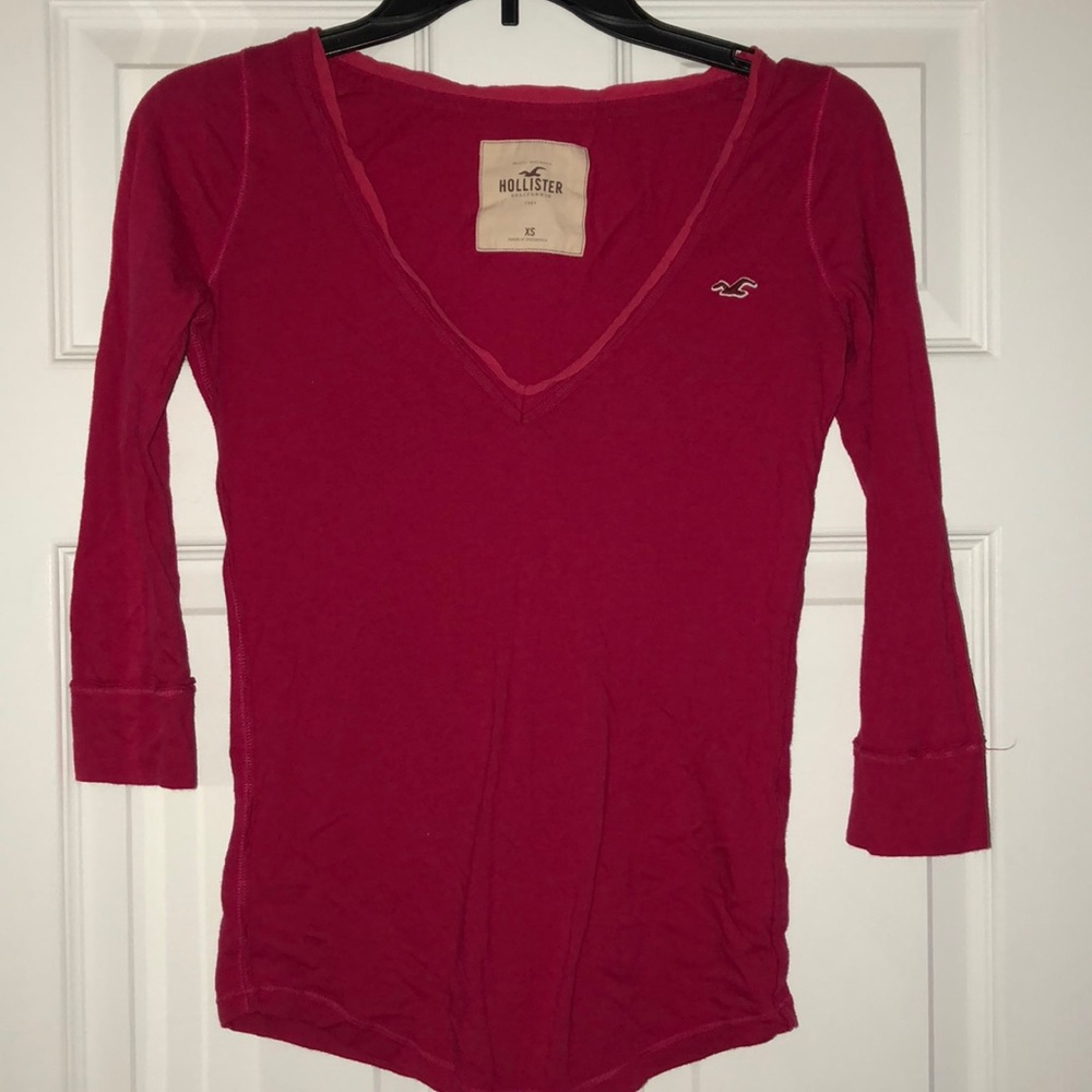 Pink Hollister California 3/4 sleeve tee